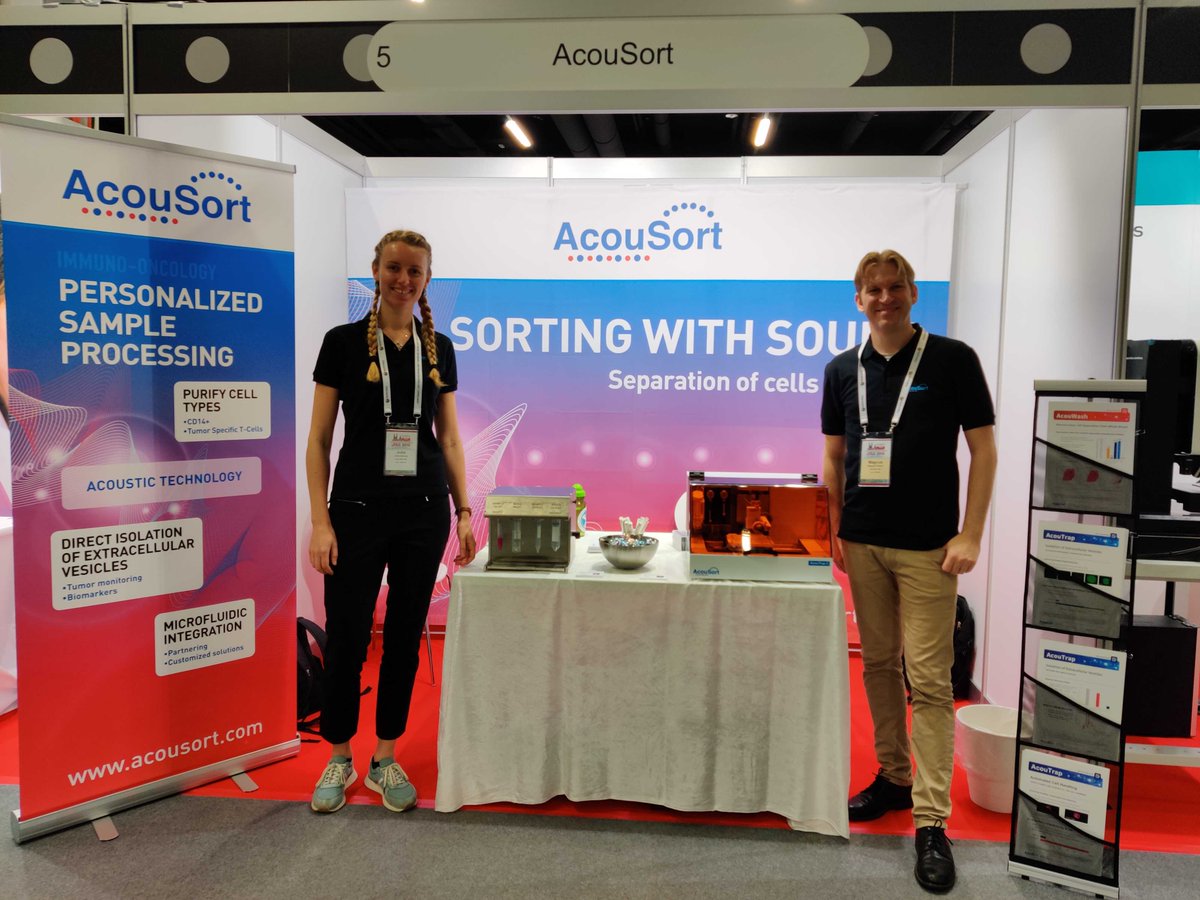 AcouSort's tweet photo. We're at #MicroTAS2019! Come by and talk to us in booth #5 and don't miss our presentation tomorrow at 11.20: "Plasma generation and label-free mononuclear cell separation from whole blood by one-step acoustic focusing" @MicroTAS2019 https://t.co/ZCbZDurlbu