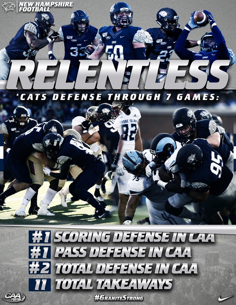 The 'Cats Defense has been on 🔥FIRE🔥 through the first 7 games this season, leading <a href="/CAAFootball/">CAA Football</a> with only 16.1 points allowed per game

#GraniteStrong