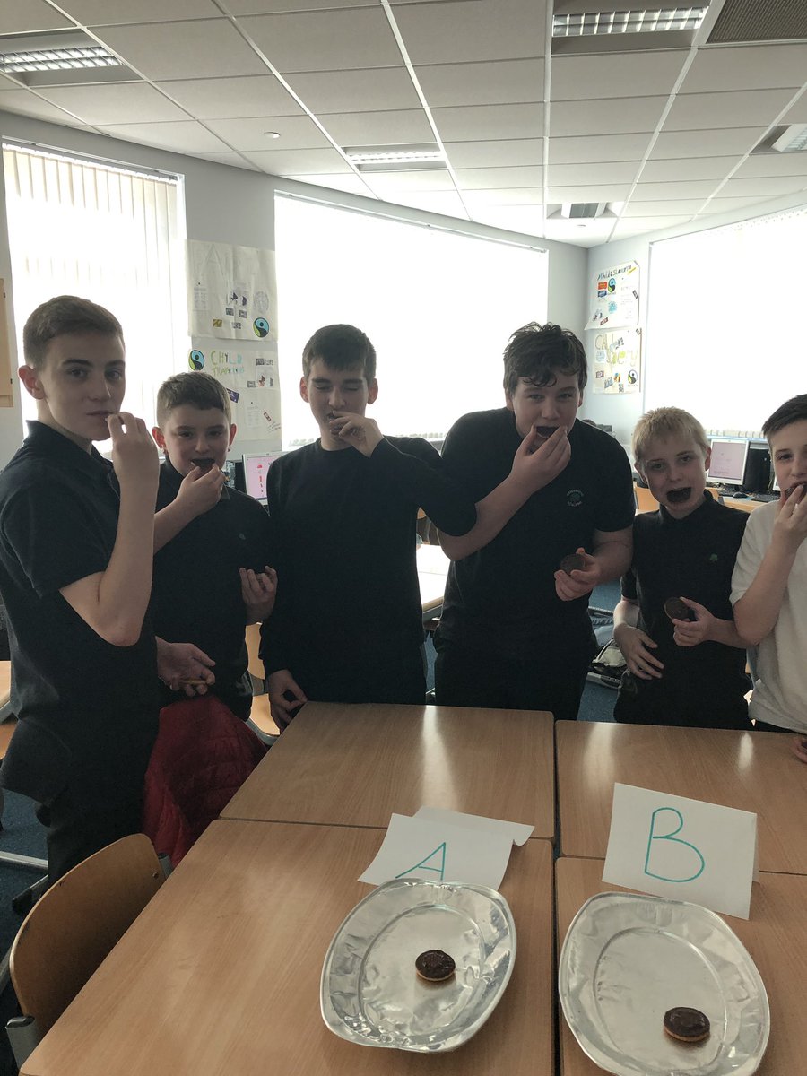 GreenwoodBusEd's tweet photo. Another S2 class enjoying the Branding Hall Test/Taste Test. The branded Jaffa cakes and quavers were a firm favourite but the own label hobnobs were very popular 9/17 pupils preferred the own label biscuit @Greenwood_Acad #marketing #branding #halltest https://t.co/TTa8dth3O2