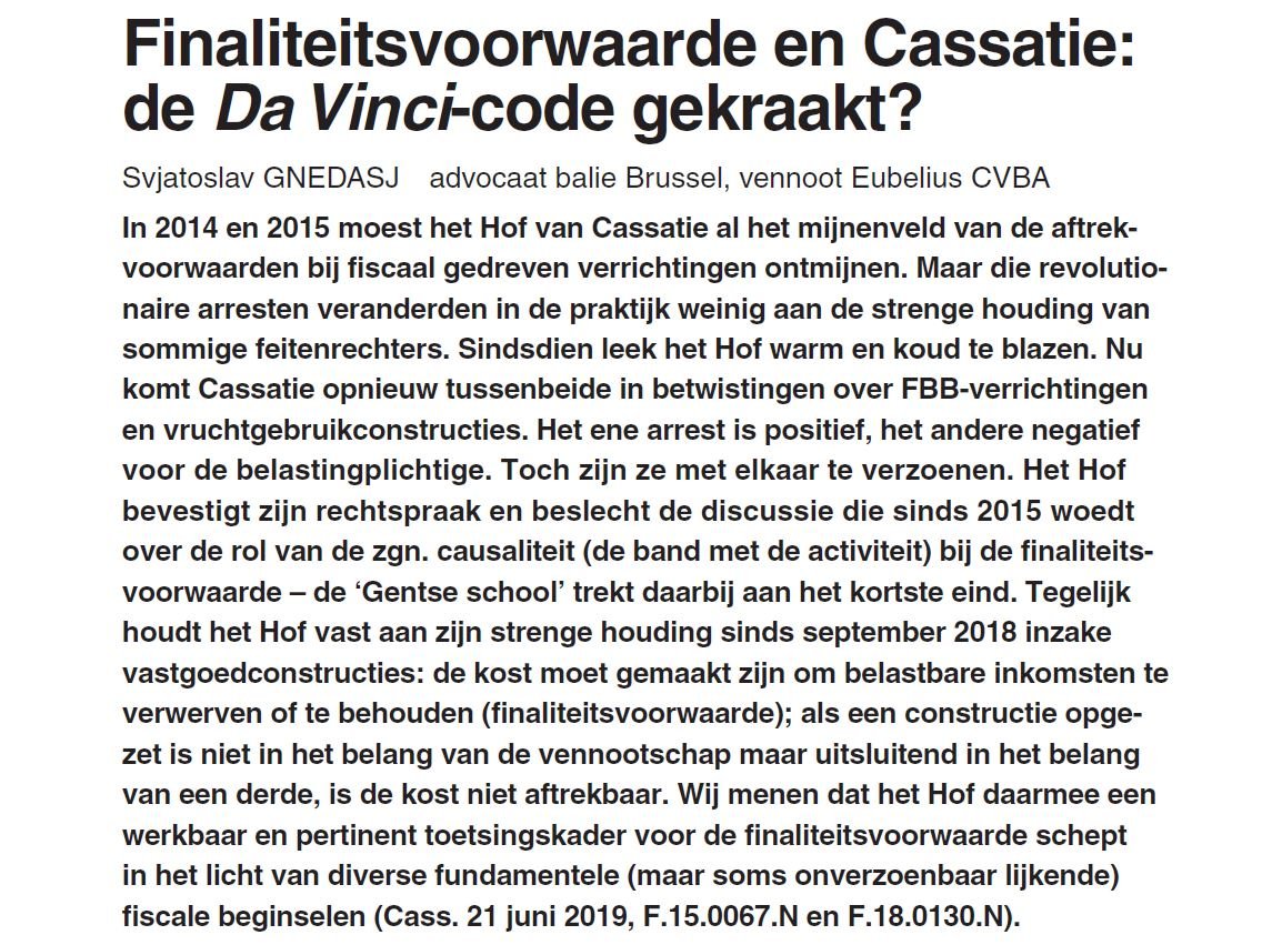 FiscAct's tweet photo. Over de flat aan de kust en de cassatiearresten die in alle media stonden gisteren en vandaag: wie alle nuances wil kennen, leze de haarscherpe analyse van S. Gnedasj in FA nr. 32. https://t.co/YMNwNtur0i