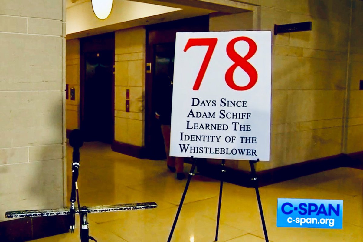 Days since @RepAdamSchiff learned the identity of the whistleblower: 78