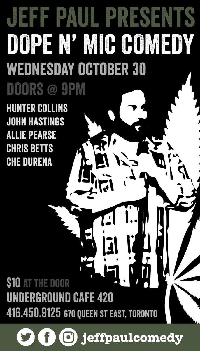 jeffpaulcomedy's tweet photo. WEDNESDAY!!
Another killer #DopeNMic coming your way this week at @UndergrndComedy!
Come spend your Devil's Night with us and throw a few eggs at the stage!
Text @puffmama420 for reservations:
416.450.9125
or
Tix: https://t.co/oykPxWfM1u https://t.co/myA1GYZUQi