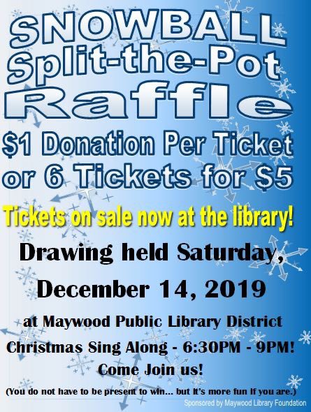 MaywoodPubLib's tweet photo. Split-the-Pot Raffle tickets are available for our Christmas Sing Along! #mpld #maywoodlibrary https://t.co/lPkT0Qb9eK