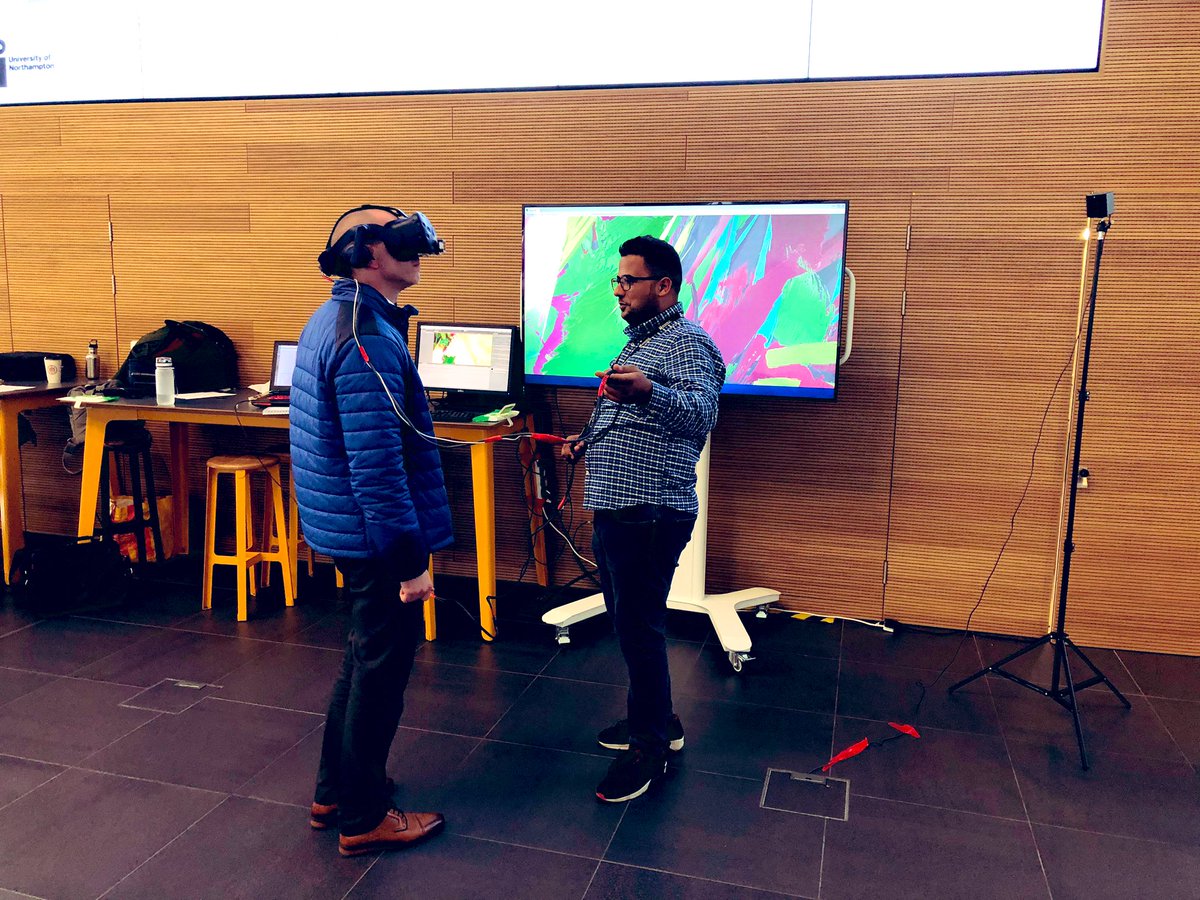 🙋🏻‍♂️ I’ll do it!

⏱ We’ve delayed a meeting so our project manager <a href="/RichardBeards/">Richard Beards</a> can test out the VR kit demonstrated by <a href="/_AlisonGoodyear/">Alison Goodyear</a> <a href="/DRMMU/">Mu Mu</a> and <a href="/MurtadaDohan/">Murtada Dohan</a> in the Learning Hub at <a href="/UniNorthants/">UniofNorthampton</a> 

🤝 This innovation was on show at our #MergedFutures event in June