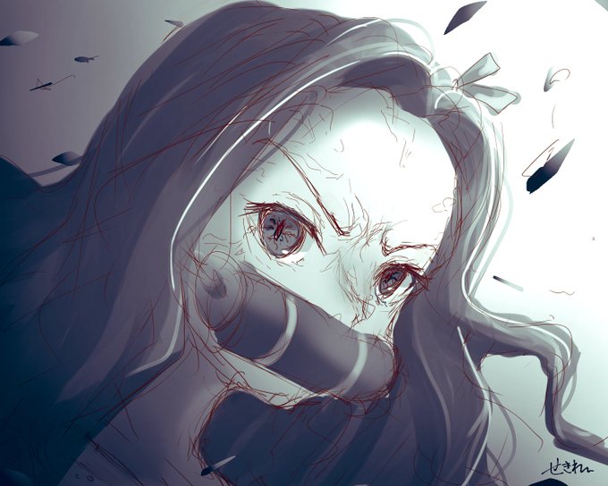 🍔🍟🙇🍜🍥さんがTwitterに投稿した竈門禰豆子(鬼滅の刃)のイラスト。