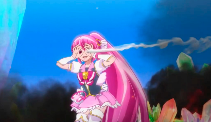 がんばらんす ドキプリはエースの決めポーズも好きだけど ハートを中心にカメラが一周する演出がいい 前半組の中でも尺が短いので 欲を言えばもう少しキュアハート以外の４人もしっかり見たかった気がする