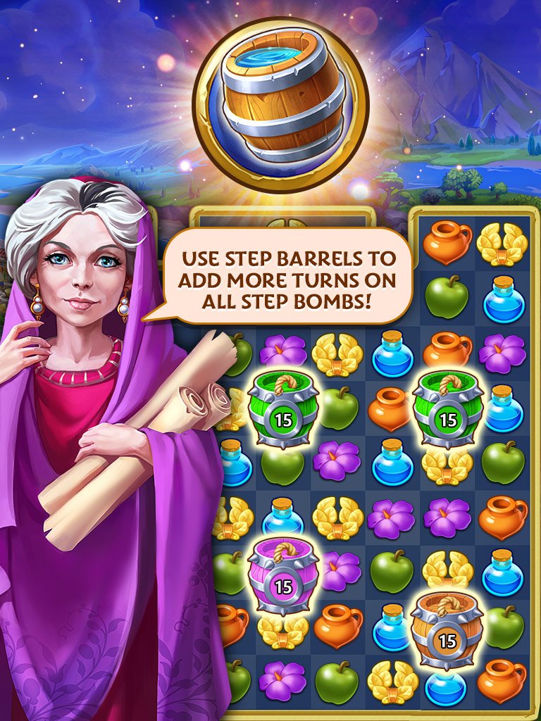 A lot of our players have been wondering what step barrels are for, so we decided to share a small tip to help everyone out there!

You can use step barrels to add more turns on all step bombs, which are very dangerous, as you will fail the level if they explode! #jewelsofrome