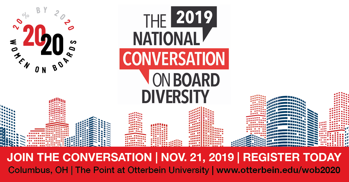 Otterbein's tweet photo. .@2020WOB The National Conversation on Board Diversity will be held at The @OtterbeinPoint Nov. 21! Register now and collaborate, seek allies, and work to secure corporate board seats! https://t.co/eFrRRpz5gv

#2020WOB #BoardDiversity #WomenOnBoards #Otterbein https://t.co/PmHQWu0Ob9