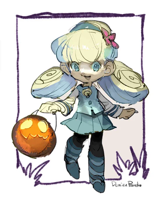 ハロウィンの絵によく出てくる子。名前はくるるちゃんです 
