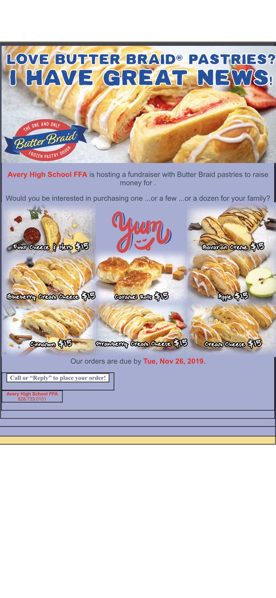 Please see an Avery FFA member about ordering!  Sale ends Nov 26 and delivery is Dec 17....just in time for Christmas!!