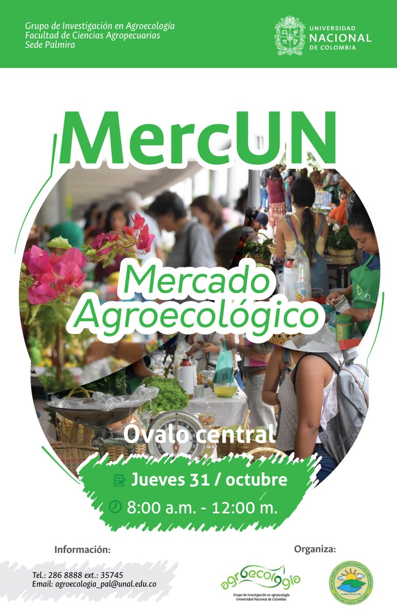 VEN, TRAE TU CANASTO, TU BOLSA. VAMOS A MERCAR <a href="/AgroecoUNPal/">GRUPO DE INVESTIGACIÓN EN AGROECOLOGÍA</a> @UN_Palmira <a href="/RedPaPaz/">Red PaPaz</a> <a href="/AlcaldiaPalmira/">Alcaldía de Palmira</a> <a href="/econexos/">Conexion Ecologica</a> <a href="/UnivallePalmira/">Univalle Palmira</a> <a href="/culturapalmira/">Secretaría de Cultura Palmira</a> <a href="/sempalmira/">Educación Palmira</a> Frutas-verduras-transformados-artesanías. LOS ESPERAMOS 🧺🧺🧺🥦🥬🌽🥕🥔🌶️🍊🍋🍌🧺
