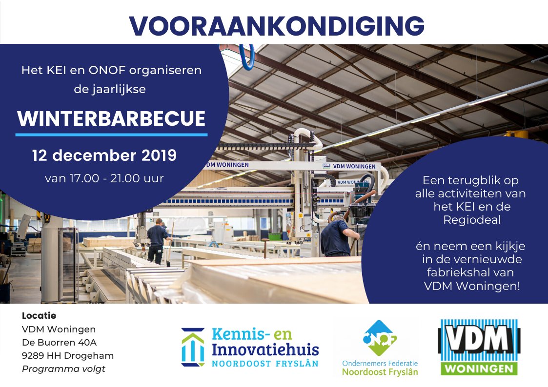 kei_nof's tweet photo. 📌 De KEI Winterbarbecue staat dit jaar gepland op 12 december bij VDM Woningen. Met een terugblik op de activiteiten van het KEI, de Regiodeal en uiteraard is het een mooie gelegenheid voor ondernemers, onderwijs en overheid om te netwerken! Meer info via https://t.co/xjTRYllDRm https://t.co/TX0yFF2LEt