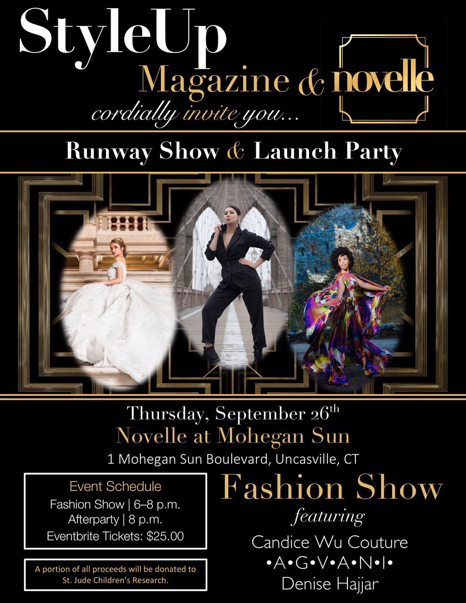 Tickets on sale now for this EPIC EVENING with designer collections from Denise Hajjar, Candice Wu &amp; •A•G•V•A•N•I• !!! Our fabulous host Gustavo and 16 stunning TBW Models , clients and industry professionals!! 21+ 
 eventbrite.com/e/styleup-maga…
