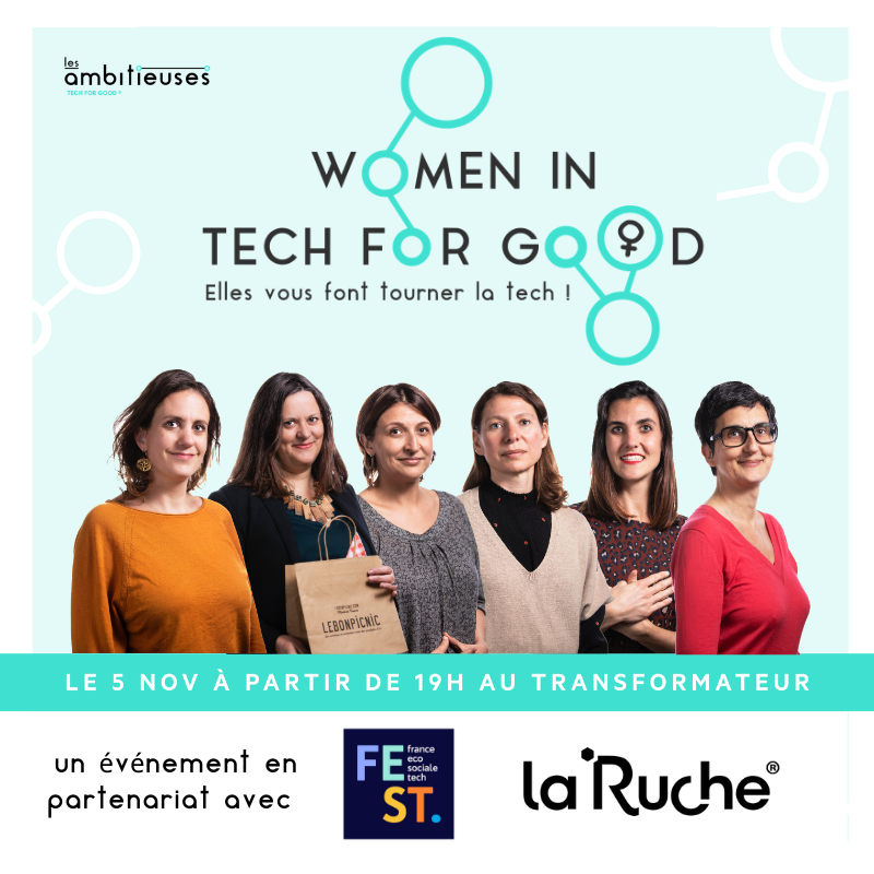 RucheParis's tweet photo. Le 5/11 c'est l'édition 2 de #WomenInTechforGood ! Venez découvrir celles qui utilisent le numérique et la tech pour transformer la société.
Nous aurons l'honneur d'accueillir @Eva_Sdn Co-présidente du @Fest et fondatrice de @LITAco_
INSCRIPTIONS➡️https://t.co/7zle1KIHLv https://t.co/JxQy3di3go