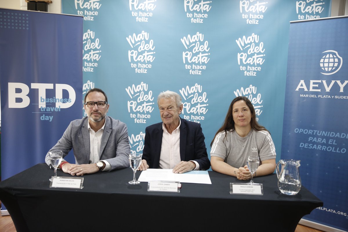 TurismoMGP's tweet photo. Hace instantes en el #EMTUR se presentó oficialmente el #BDT Business Travel Day, el cual se realizará el jueves 31/10 en #PlayaGrande ➡️ organizado por @aevyt, es uno de los más importantes eventos profesionales de comercialización turística B2B de @mardelplata y la zona. https://t.co/Myw4nnLF9N