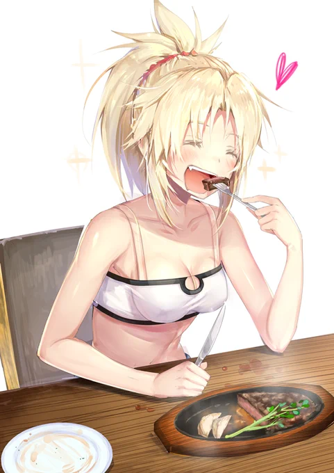 【FGO】肉の日モーさん?定期【29日】
1ヶ月経つの早くないですか…??
#FGO 
#モードレッド 
#肉の日 
