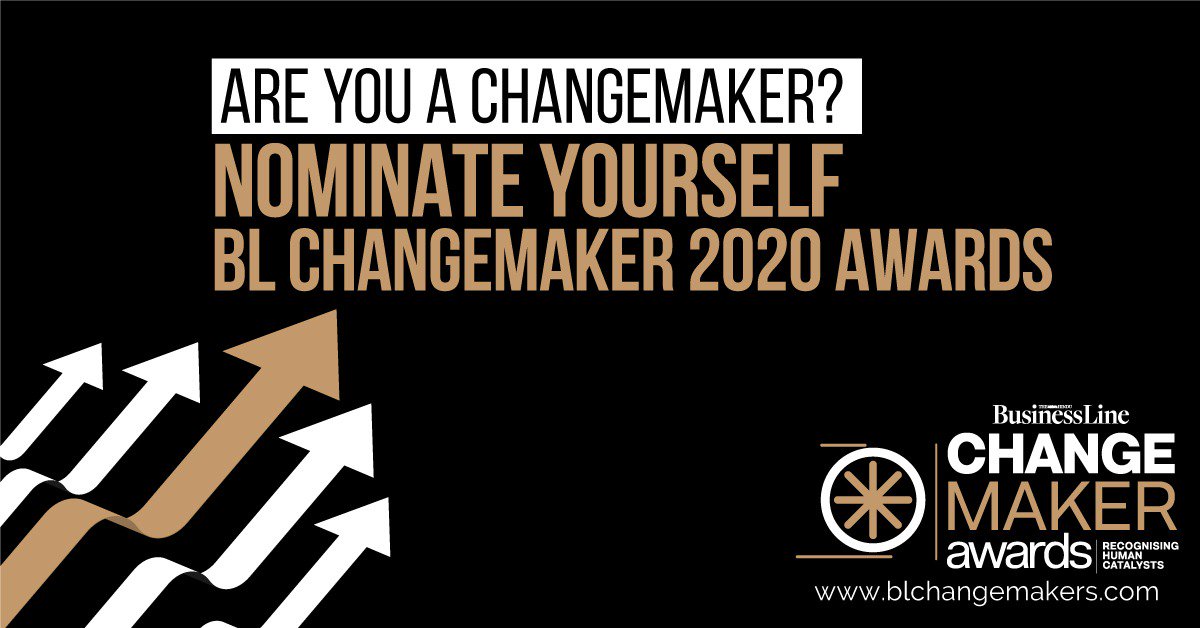 You stand to be given the BL CHANGEMAKER AWARD 2020. Simply fill the form and nominate yourself. Click here now
 → bit.ly/2msR1ME

#TheHindu #BusinessLine #BeTheChange #BringTheChange #BLChangeMakers #BLChangeMakerAwards2020 #Awards #NominationsOpen #BLChangeMakerAwards