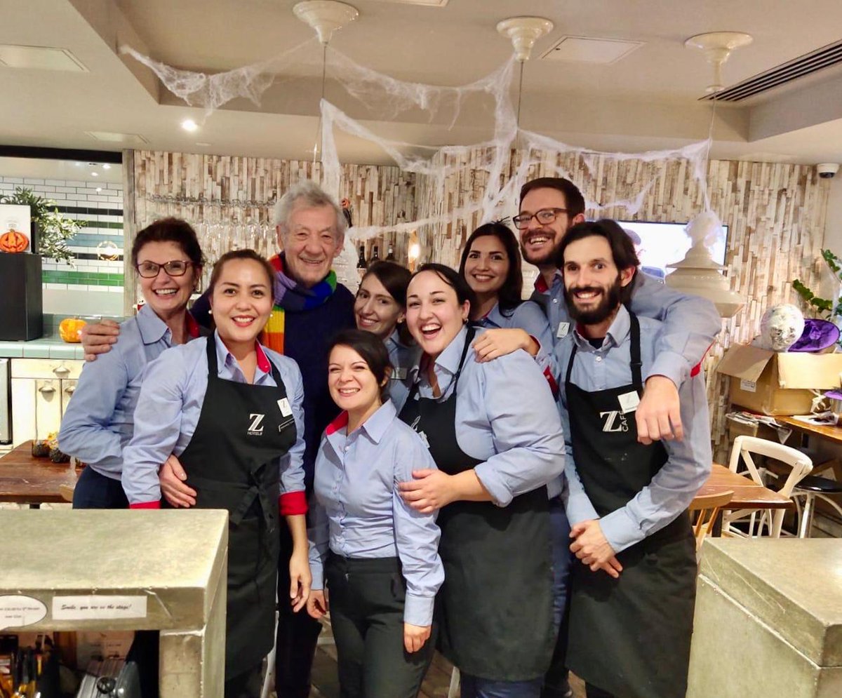 "A wizard is never late, nor is he early. He arrives precisely when he means to.'
Therefore Gandalf <a href="/IanMcKellen/">Ian McKellen</a> visited us for a different type of coffee at #ZPiccadilly.

#ZLondon #ChildhoodMemories #Lordoftherings #happiness