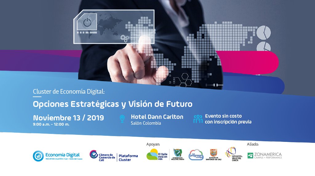 camaracali's tweet photo. Conoce las opciones estratégicas y visión de futuro para el Cluster de #EconomíaDigital, donde participan empresas que ofrecen productos, servicios y contenidos digitales, y aquellas con capacidades internas de desarrollo tecnológico. ¡Asegura tu cupo! 👉https://t.co/o3MLSm3XZQ https://t.co/7Mgp6YcitU