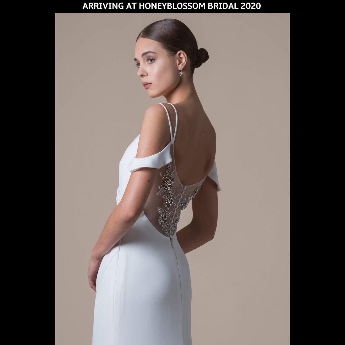hblossombridal's tweet photo. The Gorgeous Ginger #weddinggown by @miamiabrides arrives next year+I’m already in countdown! This total #showstopper features a flattering #ruched bodice, cute #offtheshoulder detail, abso stunning #beaded #illusionback +a daring split to the front-she totally has everything!!xx https://t.co/5BuNHQZeT5