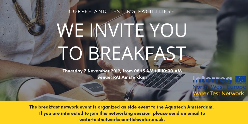 WaterNetwork_EU's tweet photo. Reminder | Our breakfast event is next Thursday! We look forward to meeting you there @Aquatech
• When: Thursday November 7, 08:15 -10.00 AM
• Where: RAI Amsterdam, room D202
• RSVP: please send an email to watertestnetwork@scottishwater.co.uk
https://t.co/0JemqvelIq https://t.co/fzgkRlH50W