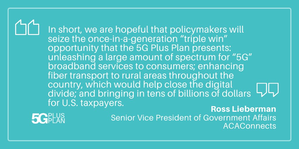 5GPlusPlan's tweet photo. The #5GPlusPlan is a "triple win" for the @fcc. cc @EnergyCommerce @ROSSatACA https://t.co/rRfDBiN1Ck