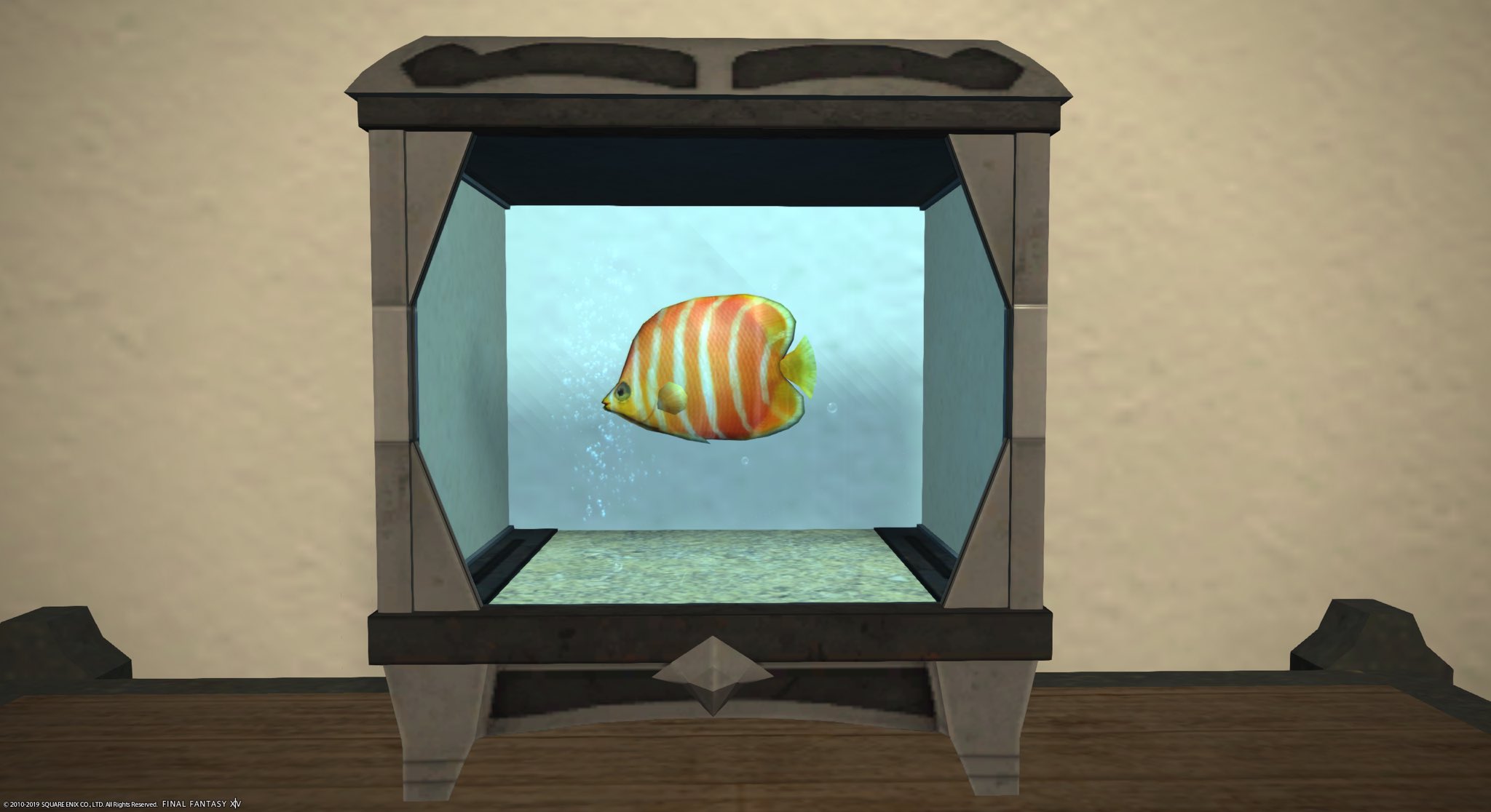 Kai 漆黒エリアの魚もアクアリウムに入れれるように キレイなのが多い 水泡眼 ユールモアバタフライ ノーブルフィッシュ 1番キレイだな と思ったのが罪吐き めっちゃ光ってる Ff14 Ff14ハウジング