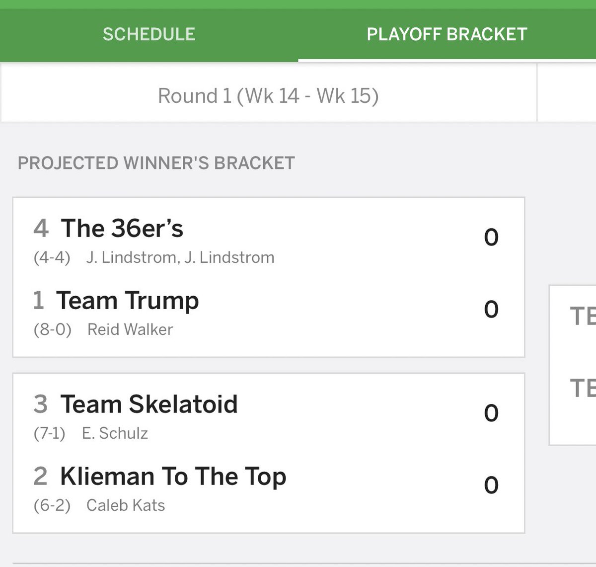 notachance_10's tweet photo. If the playoffs were to start right now... who you got? @rwalkffball01 @Jakesfantasyfb @eschulz_24 @ckats_0 https://t.co/F3A3c5aDJs