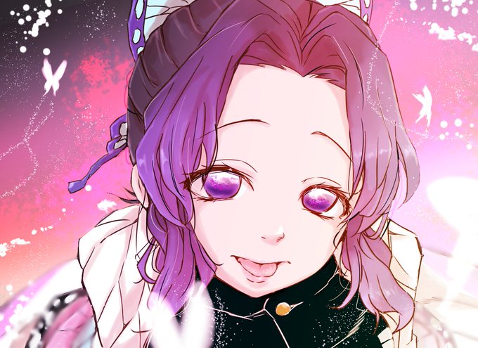 moclo(もくろ)@デレミュ日デレパ昼夜さんがTwitterに投稿した胡蝶しのぶ(鬼滅の刃)のイラスト。
