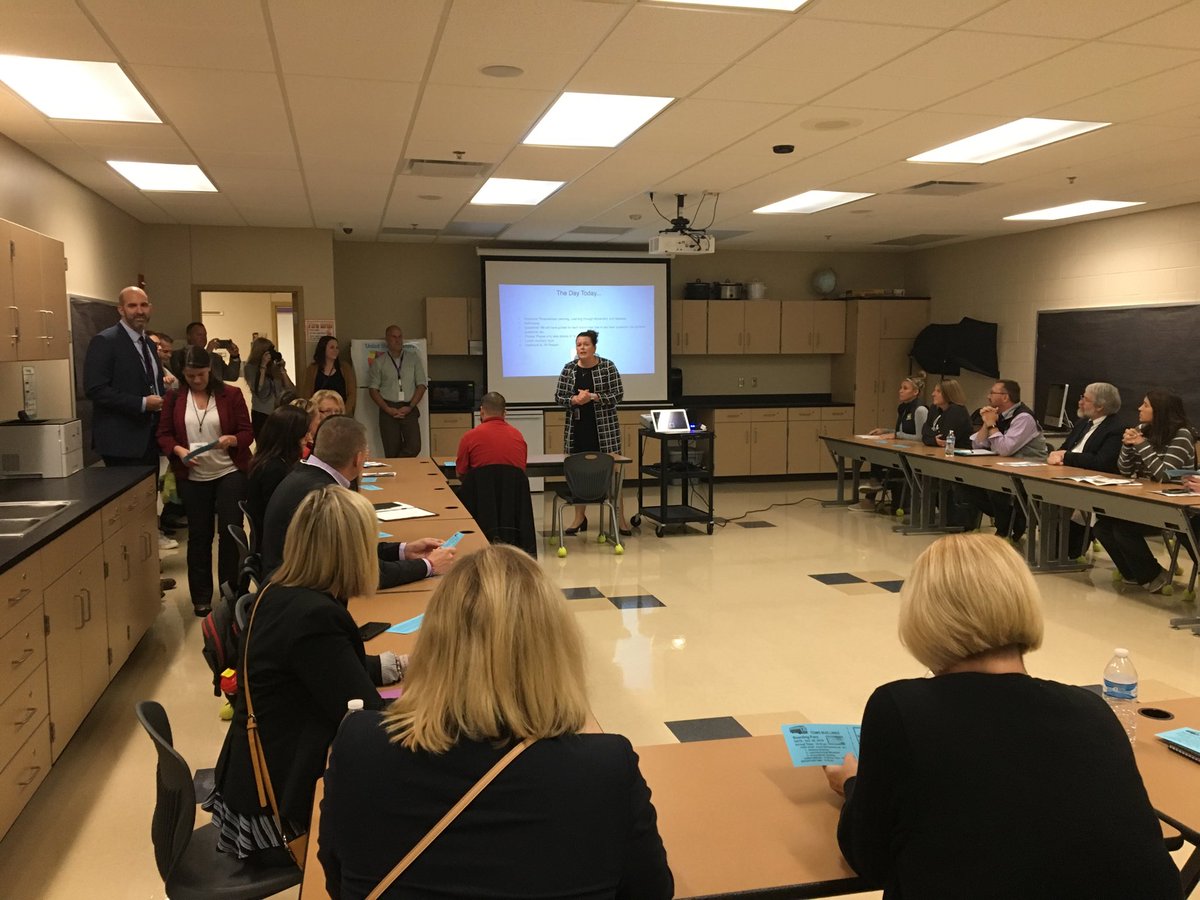 Principal Kara Jackson of Toll Gate Middle introduces us to her award winning school to our group!  Another home run!!!  #OAESABusTour2019