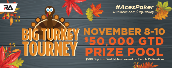 RunAcesPoker's tweet photo. RT by Nov 1 for a chance to win a $120 Big Turkey Qualifier Seat! 18+ only no purchase req. #AcesPoker https://t.co/tHOZYCMxvR https://t.co/K8DWZbp3Cg