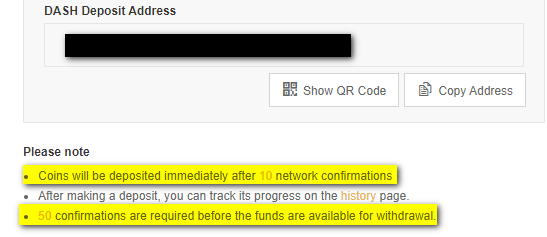TaoOfSatoshi's tweet image. Apparently @binance is confusing #Dash with #BitcoinSV.
10 confirms for deposit? 50 to withdraw? You're aware that Dash has ChainLocks, right? @coinbase and @CoinbasePro need only 2 confirms, but you really don't need any.
@cz_binance please fix this.
blog.dash.org/chainlocks-and…