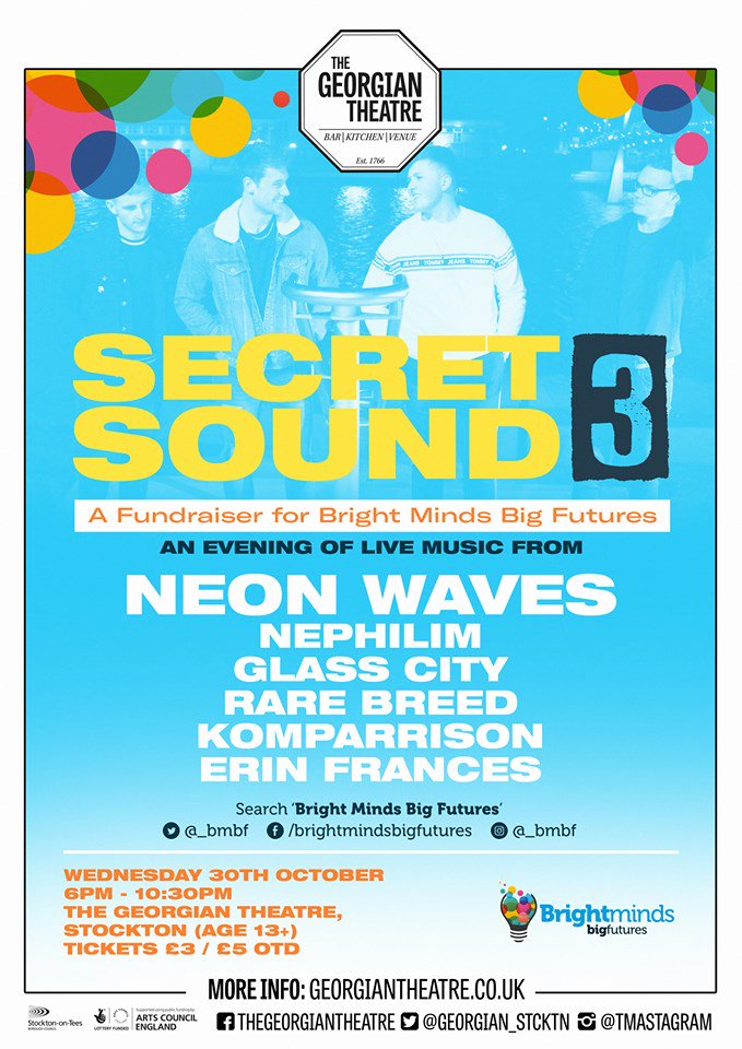 TONIGHT...

@_bmbf present Secret Sound 3 feat <a href="/NeonWaves2/">Neon Waves</a> @TheBandNephilim Glass City, Rare Breed, <a href="/komparrison/">Komparrison🖤</a> &amp; Erin Frances.

Doors 6pm. Tickets &amp; info here.bit.ly/2pp7R0H