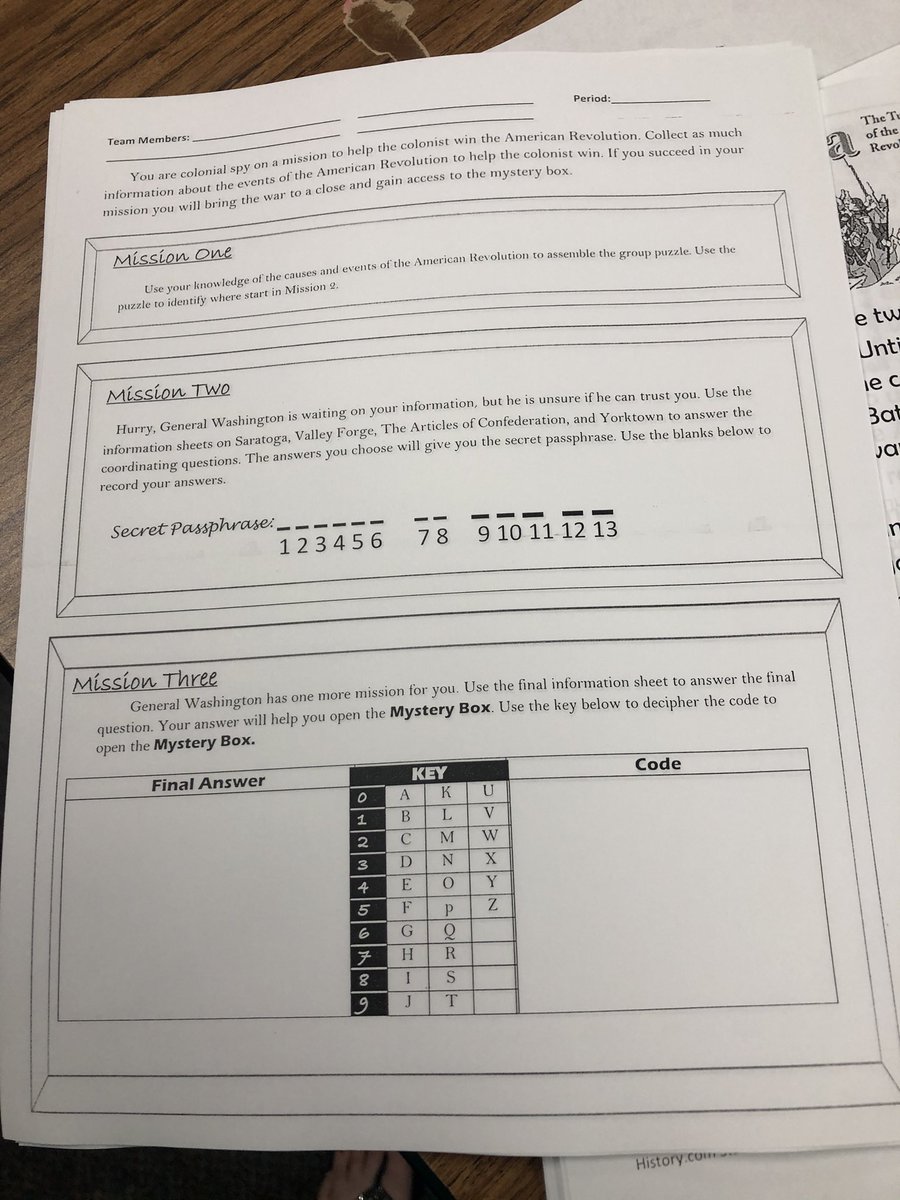 jenn_rich23's tweet photo. American Revolution spy mission for General Washington this morning in Bobkat time reviewing the events of the American Revolution.  @WISDBrabham https://t.co/QQzYjLMXDp