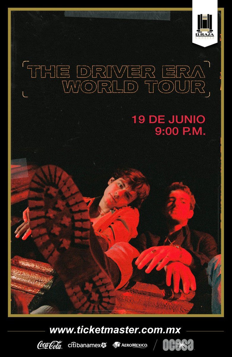 El_Plaza_'s tweet photo. 🚨 #ShowOCESA 🚨

@thedriverera - viernes 19 de junio - 9:00 p.m.

Venta general: viernes 1 de noviembre a las 9:00 a.m. a través de @Ticketmaster_Me y 12:00 p.m. en taquillas del inmueble.

Precio: Pista general - $500

#TheDriverEraMx https://t.co/sqY31nuNmL