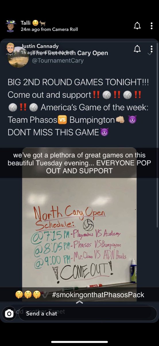 TournamentCary's tweet photo. Early chatting ahead of America’s Game of the Week 👀👀 this is NOT a game you want to miss. @teamphasos 🆚@teambumpington1 8:05 PM. BE THERE‼️ https://t.co/VQXbqerPcj