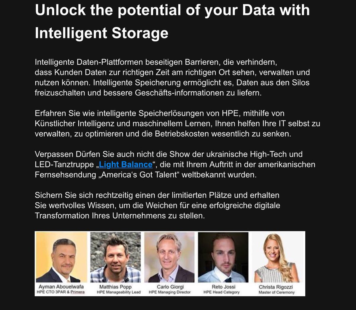 Go intelligent storage in multi language great event #stepintothefutureofstorage <a href="/christarigozzi1/">christarigozzi</a> onstage and Reto Jossi