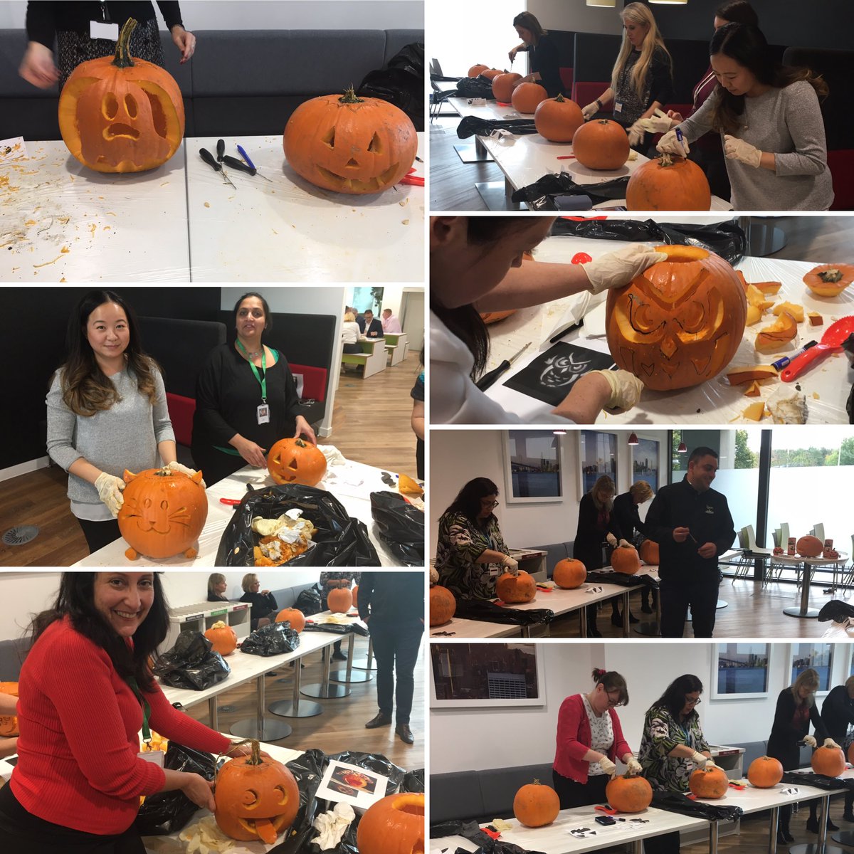 CAPITOLspace's tweet photo. Our Pumpkin Carving workshop today was great as always! And the tenants really brought their A game 😮. Well done all your pumpkins looked amazing! And thank you Joey of ⁦@IPM_Facilities⁩ for all your hard work. 👻 🎃 https://t.co/m8F6noNIoK