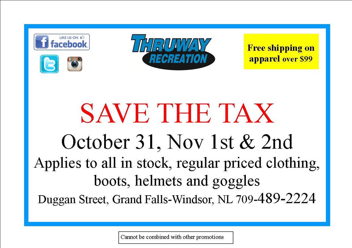 ThruwayRec1's tweet photo. 💥SAVE THE TAX💥

https://t.co/lBejeO8krX
#709Riders #SaveTheTax #Newfoundland https://t.co/ZGPWVm2YDr