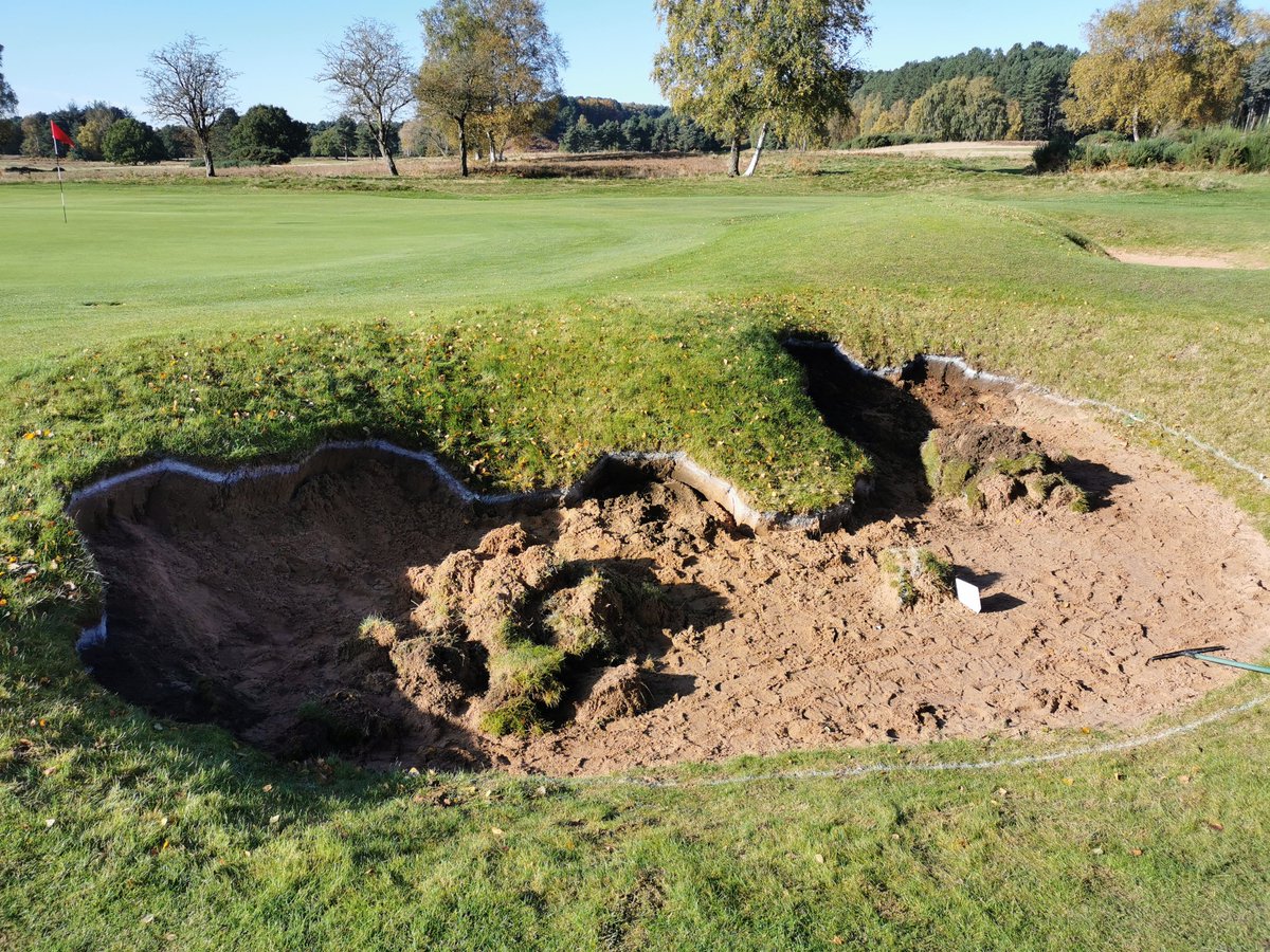 Bunker renovation work finally underway @nottsgolfclub. Making the most of the dry sunny weather.