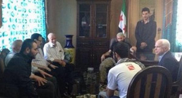 legitgov's tweet photo. Flashback: Traitor John McCain meeting with his #ISIS best buds, including #alBaghdadi. Recall that @BarackObama ensured that alBaghdadi was released from prison in 2009. 🙄 #AustereReligiousScholar #ICIASIS #DeepStateTraitors https://t.co/7jHHKgQXs3