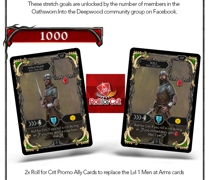 RollforCrit's tweet photo. You guys, we are now officially going to be a part of Oathsworn: Into the Deepwood... as cards! Look how cool we are! Help @ShadowborneGame unlock the rest of their social stretch goals by joining the community on Facebook! https://t.co/0Cmm9BFY70 https://t.co/BKTnYTUREQ