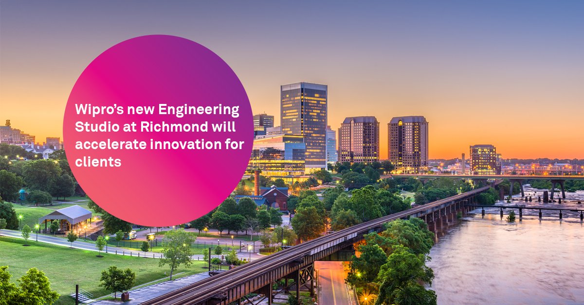 Wipro's tweet photo. Our state-of-the-art 10,000 sq.ft. #WiproEngineeringStudio in #Richmond will focus on full-stack #engineering solutions, #customer experience & accelerators across #cybersecurity, #cloud, #digital and #DevOps. https://t.co/Z5dTvp4TEY #RVA https://t.co/zTXjxe4L8J