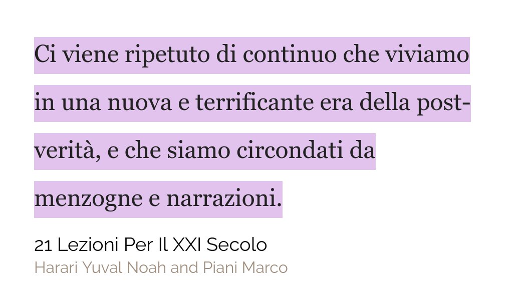 "Ci viene ripetuto di continuo che viviamo in una nuova e terrificante era della post-verità, e che siamo circondati da menzogne e narrazioni." #storytelling #regimidiverità <a href="/storyped/">Storyped</a> <a href="/harari_yuval/">Yuval Noah Harari</a> @storyfactor