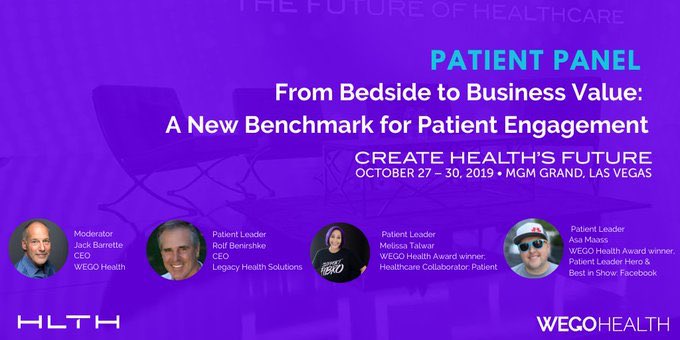 We keep building programs for patients without their input. Hear why it’s important to include patients for optimal results at @wegohealth panel w/ @healthyjack & #WEGOHealthAwards winners @FatheringAutism @moshpitqueen  today at 12:30 pm! #HLTH2019