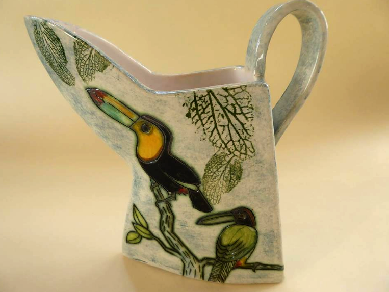 AbingdonCraft's tweet photo. Jeanne Jackson creates unique pottery at her purpose-built studio in Horspath. Designs are carved into leather hard clay before firing. Oxides are then applied to the lines followed by underglaze painting, glazing and final firing. Visit #ATCF19 - https://t.co/DOCdzTMP5J https://t.co/sapbsRFNkb