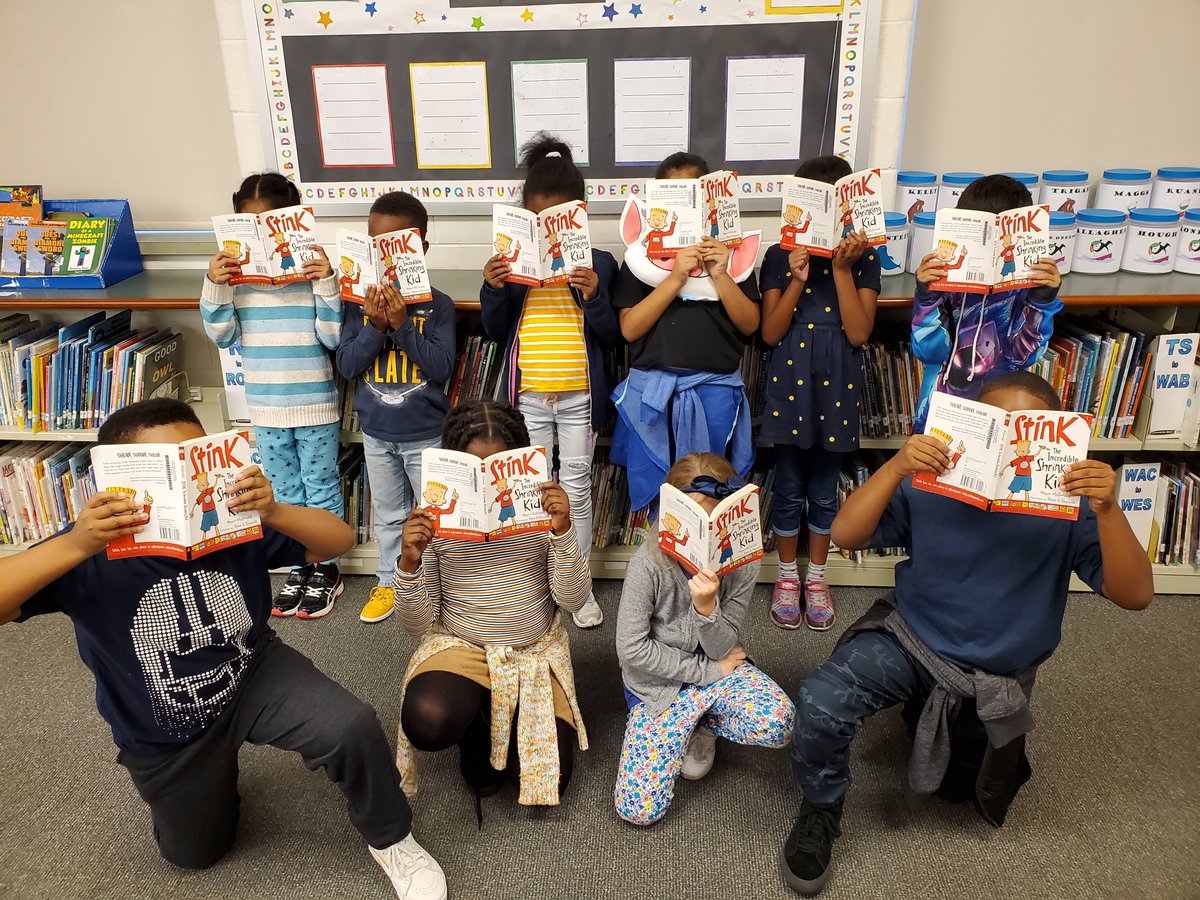 Our first 2nd Grade Book Club of the year was a super success! 38 students signed up to read 'Stink: The Incredible Shrinking Kid'. With so many eager readers, we had to host two separate sessions! #OTESLibrary #OTESPride #CultureOfReading
