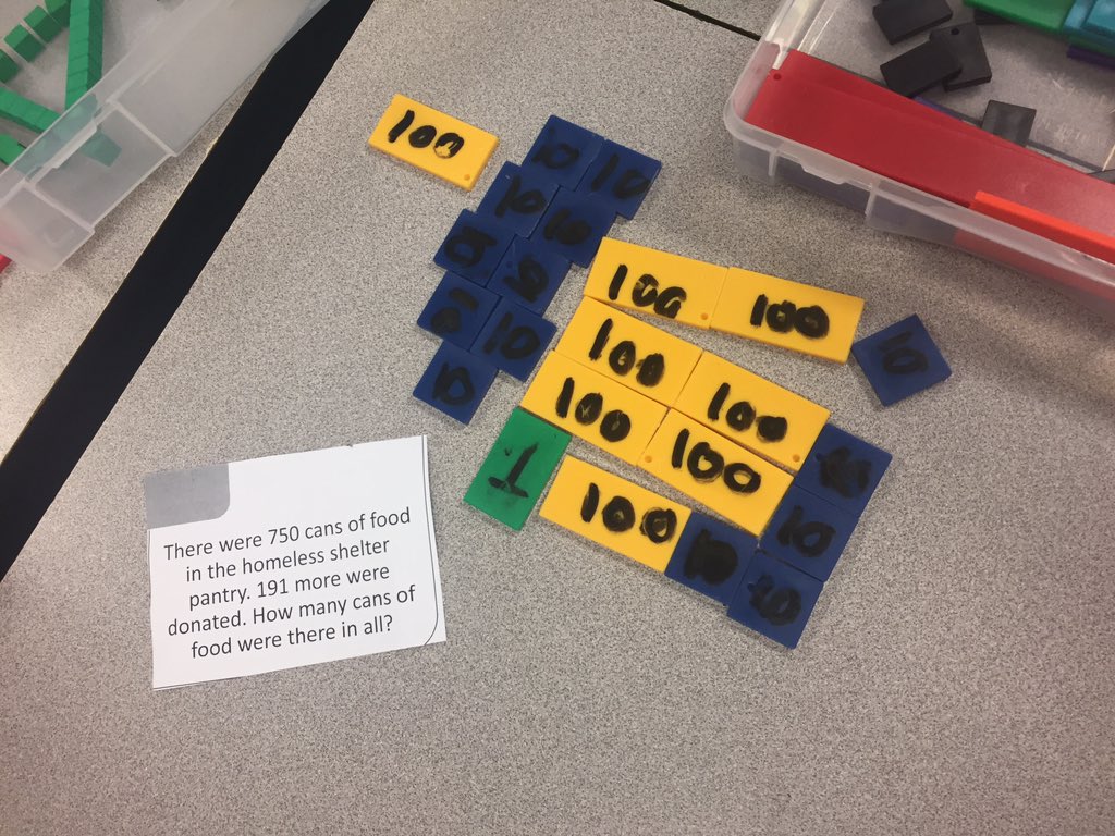 MrsNBartel's tweet photo. 4th graders are really having to think today as they get creative with tools during their “messy day.” They are loving being able to explore representing problems as they begin their new addition and subtraction unit. @FalconPassElem @FPE4thGrade #ccisdelemath https://t.co/ovYFIqXYPj
