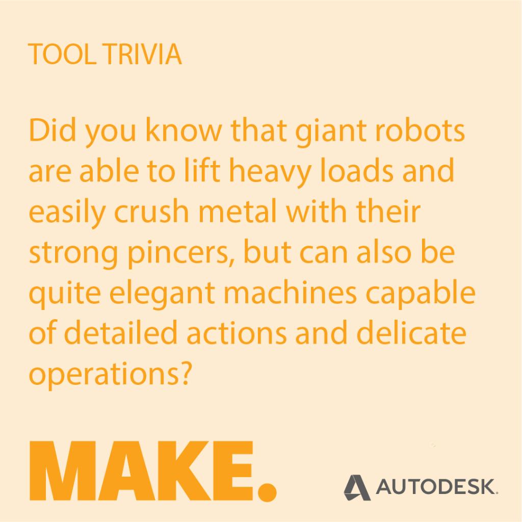 AutodeskEDU's tweet image. How do you feel about robots? 🤖 #AutodeskEDU #MakeAnything #ToolTrivia