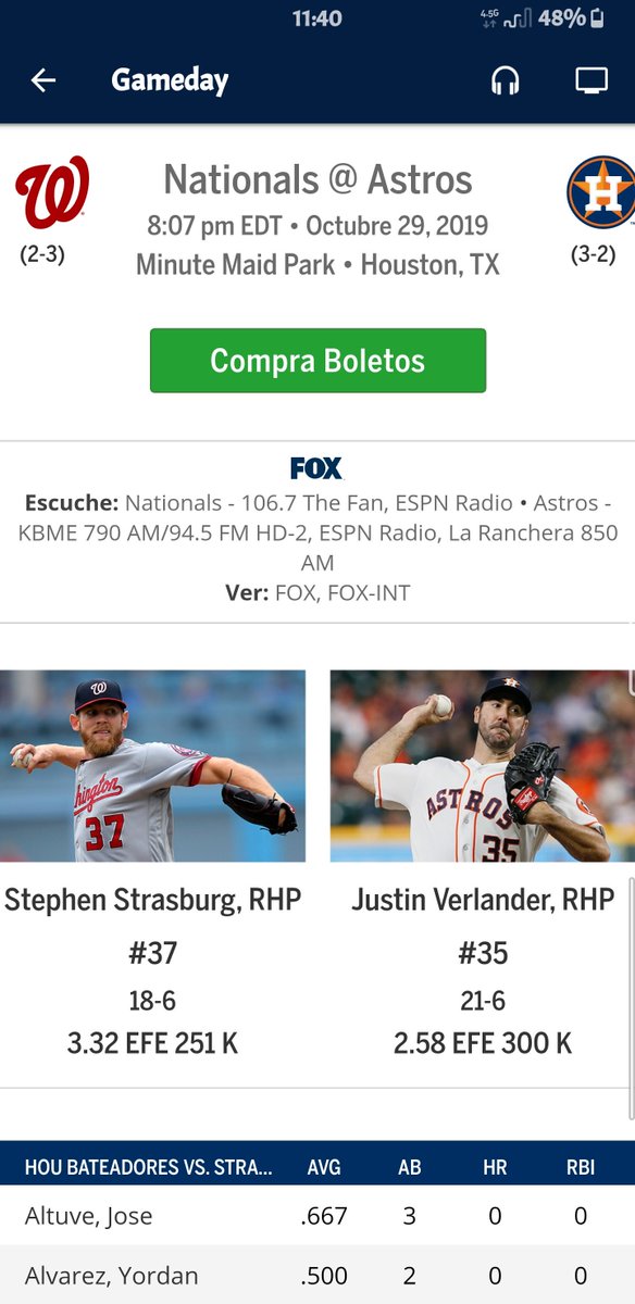 lcdoalex6's tweet photo. @deplaymaker Hoy no va Max Scherzer. Va a tirar Strasburg. @lioperezPR https://t.co/Jj34iGuu4J